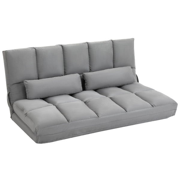 English Elm Homcom Convertible Floor Sofa Chair – Adjustable Lounger, Space-Saving Bed With 2 Pillows & Comfort W2225P217474