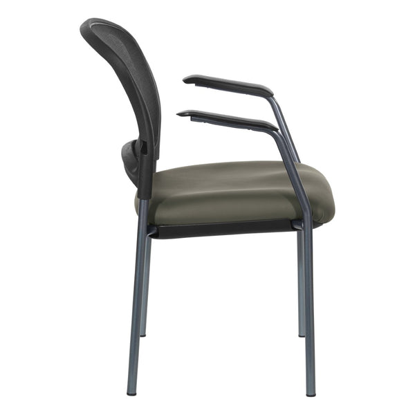 OSP Home Furnishings Progrid Mesh Back Stackable Chair with Titanium Frame for Conference Rooms Graphite 86710R-R111