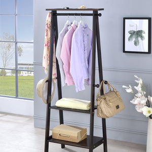 English Elm 59" Tall Standing Garment Rack with 75 lb Coat Rod, Multi-Shelf Organizer and Knob Hooks for Entryway Espresso B072115916