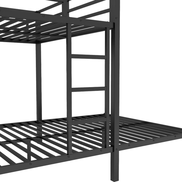 English Elm Queen Over Queen Bunk Bed Frame With Desk, Storage Chairs & Wardrobe – Space-Saving Black Design W1580S00110-GIGA