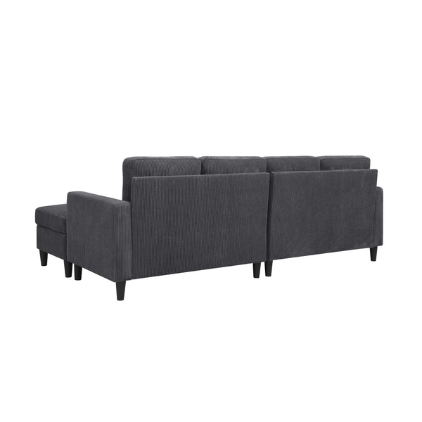 English Elm Cordory Corduroy Modular Sectional with Ottomans Retro Exposed Legs Living Room Dark Gray B2748S00032