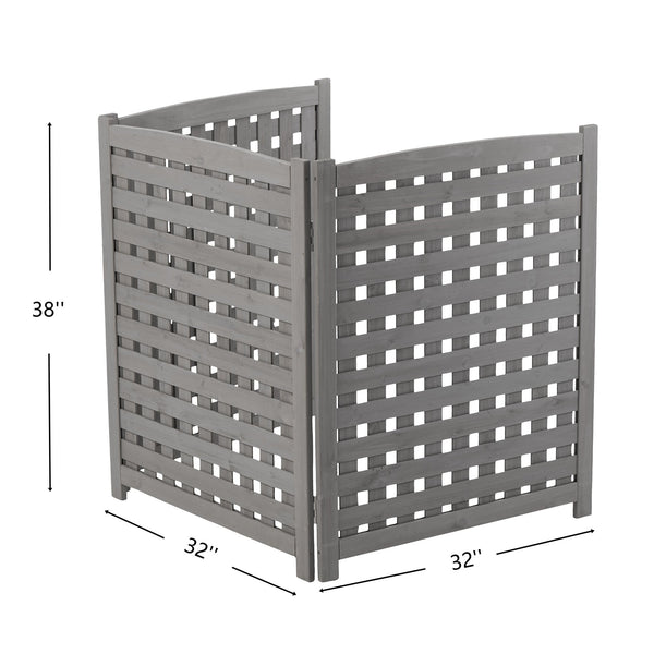 English Elm 3-panel Outdoor Slatted Wood Enclosure Screen for Ac Units Patios and Garden Areas Grey W2640P290523