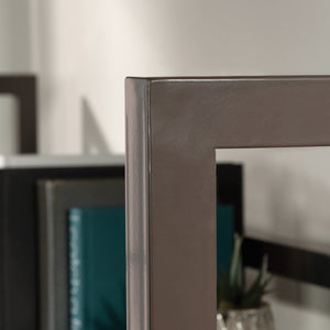 English Elm Credenza Brown Finish Hutch with Powder-Coated Metal Frame, Open Shelves, Engineered Wood Durability B356P367751