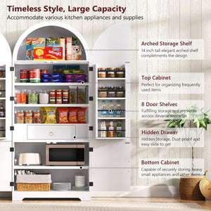 English Elm K&k Farmhouse Pantry Cabinet 72 Inch Tall Mdf Cupboard with Adjustable Shelves White N707S000020W