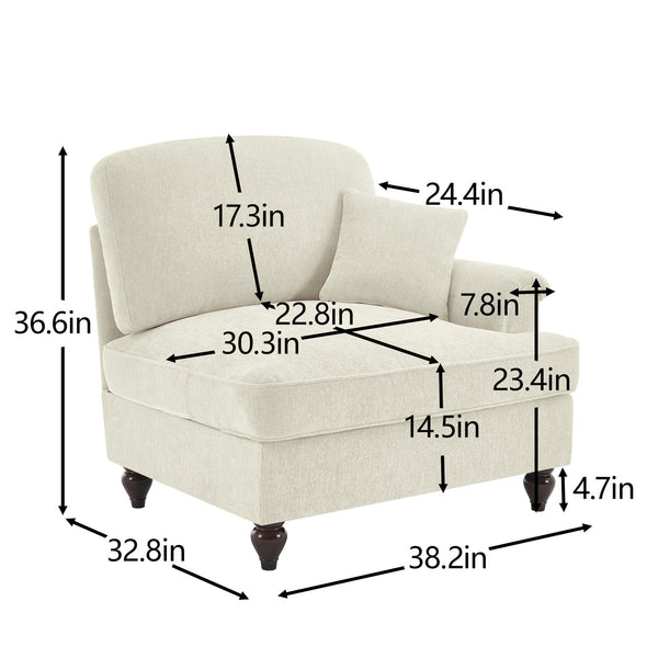 English Elm Sofa Chenille Sectional with Sculptural Curved Arms and Detachable Ruffle Skirt Modular W3041P332567
