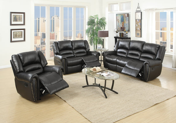 English Elm Modern Bonded Leather 3 Piece Living Room Set with Nailhead Trim and Tufted Back B011S02386