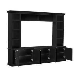English Elm All-in-one Modern Entertainment Center with Bookcase Shelves for Living Room Display Black N710S688101B