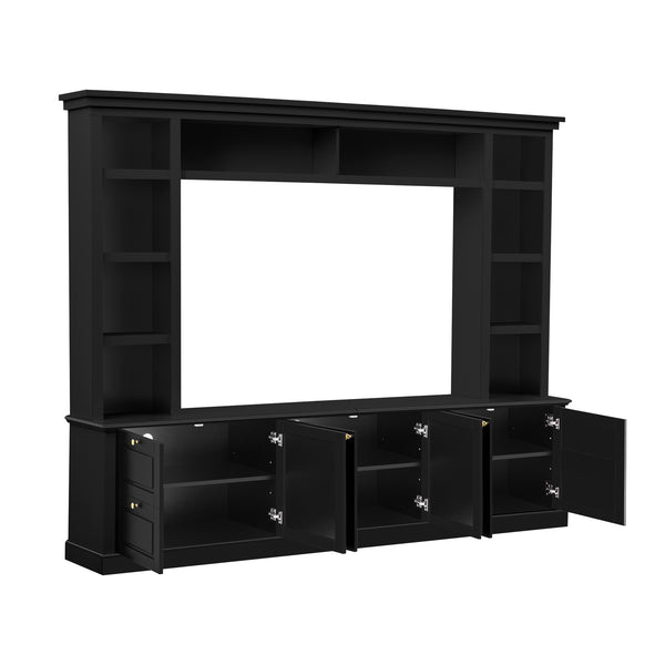 English Elm All-in-one Modern Entertainment Center with Bookcase Shelves for Living Room Display Black N710S688101B