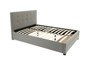 English Elm Modern Grey Polyfiber Full Size Bed Tufted Headboard with Under-Bed Storage Drawer, Simple Assembly B011S02006