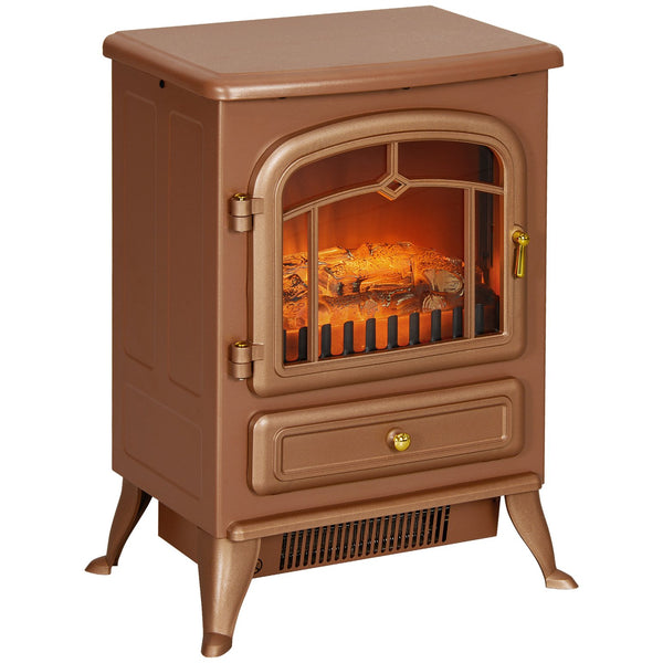 English Elm Homcom 22" Electric Fireplace Stove - Realistic Led Flames, 750W/1500W, Safety Features, Dark Brown W2225P249842