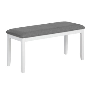 English Elm 6-Piece Modern Farmhouse Dining Table Set With Bench & Chairs, Grey & White, Comfortable Seating W1998S00064