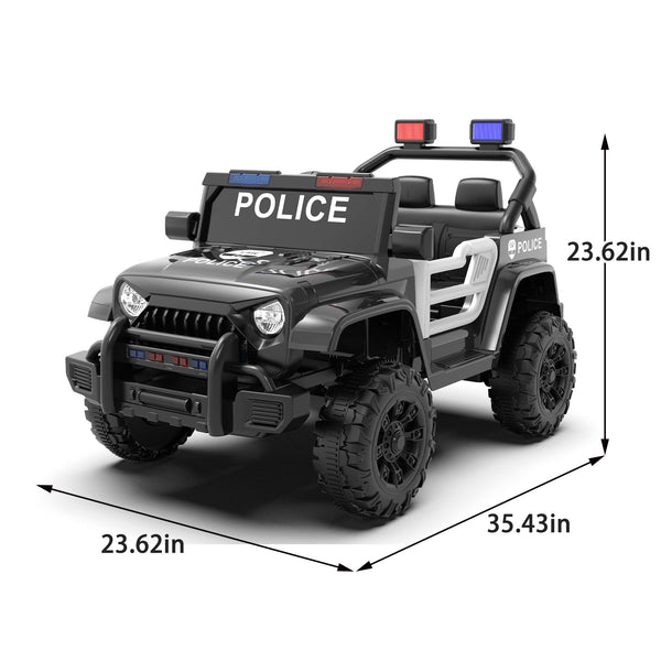 English Elm 12v Kids Police Ride on Car with Remote Control Dual Motors Suspension and Bluetooth W1578P353183
