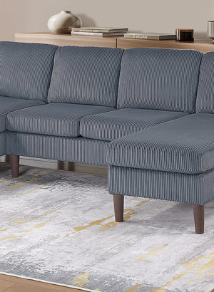 English Elm 3pc Sectional Sofa Set with Dual Chaises Corduroy Upholstery Modern Square Arms Tapered Legs Cozy Comfort Dark Gray 47 L x 18 W x 58 H B011P340109