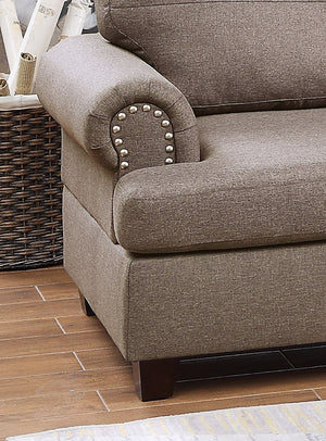 English Elm Contemporary Three Piece Sectional Sofa Set with Nailhead Trim and Storage Ottoman B011S01053