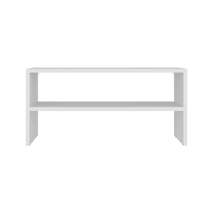 English Elm Shoe Compact 2-Shelf Freestanding Organizer with Scratch-Resistant Melamine Surface for Bedroom Storage White 28.75 L x 15.36 W x 3.15 H B128P375279