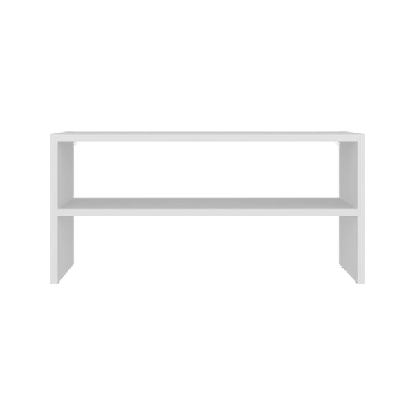 English Elm Shoe Compact 2-Shelf Freestanding Organizer with Scratch-Resistant Melamine Surface for Bedroom Storage White 28.75 L x 15.36 W x 3.15 H B128P375279