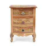 Christopher Knight Home® - Noble House - Ailey Handcrafted Boho Mango Wood 3 Drawer Nightstand