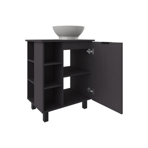 English Elm Stites 28.7" Black Vanity Sink with Integrated Basin, Engineered Wood, Ample Storage, Modern Design B092P329253