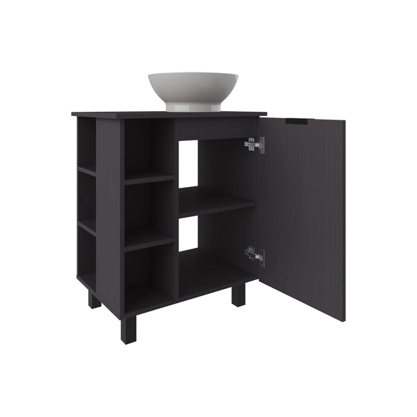 English Elm Stites 28.7" Black Vanity Sink with Integrated Basin, Engineered Wood, Ample Storage, Modern Design B092P329253