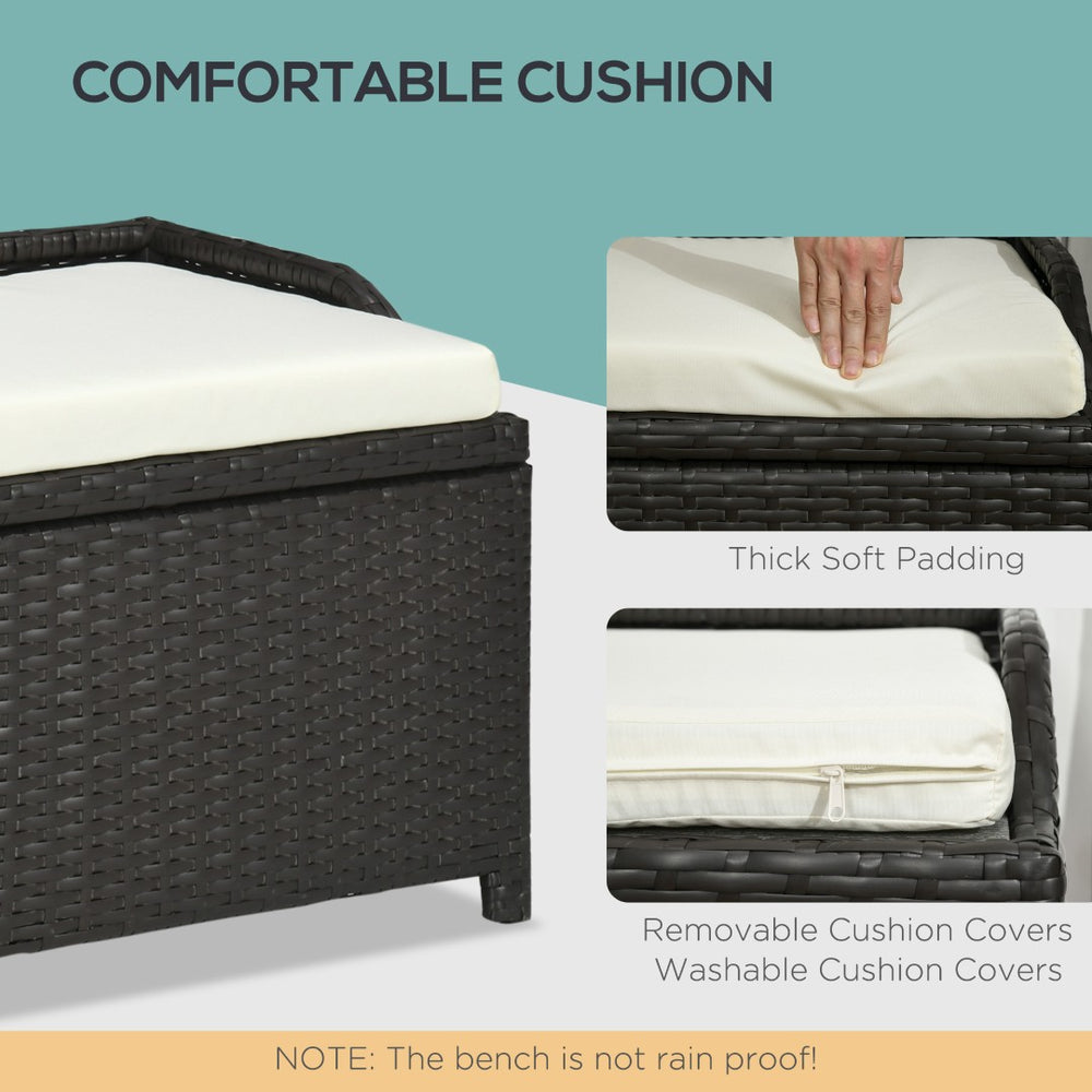 English Elm Outsunny Outdoor Wicker Storage Bench With Cushion, Waterproof Interior, Durable Rattan Patio Box W2225P200808-GIGA