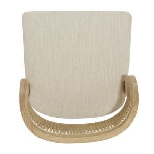 English Elm Hand-woven Rattan Back Dining Chairs Rubberwood Frame Upholstered Armchair Set of 2 Beige+Natural N768P381887N