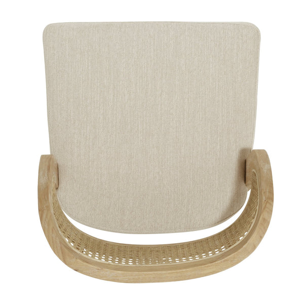 English Elm Hand-woven Rattan Back Dining Chairs Rubberwood Frame Upholstered Armchair Set of 2 Beige+Natural N768P381887N