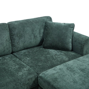 English Elm Modern Chenille L-shaped Sectional with Usb Charging Ottoman Storage Living Room Couch Green W2120S00017