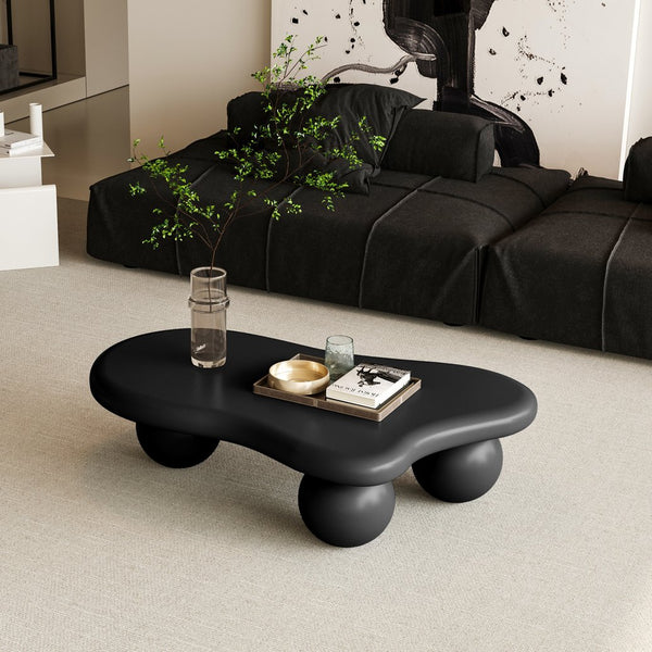 English Elm 40 Inch Cloud Shaped Coffee Table With Stylish Ball Legs – Modern, Family-Friendly, Easy Assembly! W1435S00011