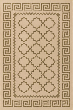 Unique Loom Outdoor Trellis Stars Machine Made Geometric Rug Beige, Brown 5' 3" x 8' 0"