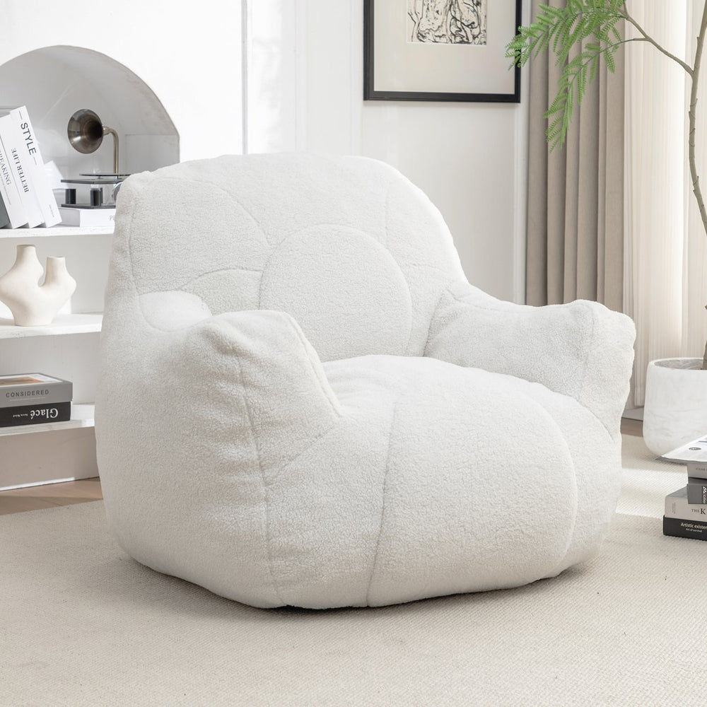 English Elm Bean Bag Chair With Memory Foam - Plush Teddy Upholstery For Cozy Relaxation In Any Space! W2200P247712