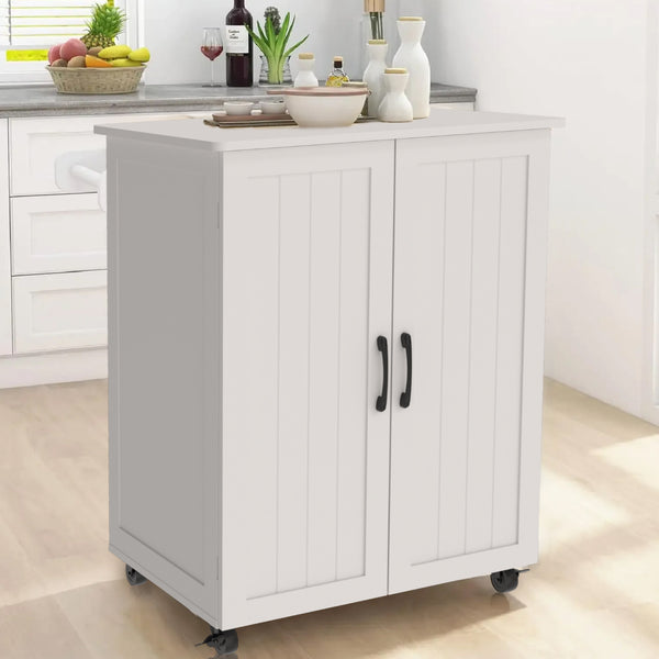 English Elm Kitchen Island With Wheels - Compact Mobile Cart For Crafting, Coffee, And Smart Storage Solutions W3062P289219
