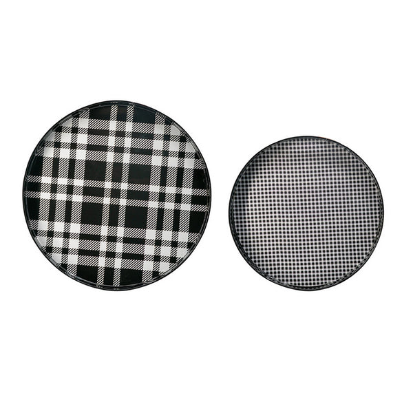 English Elm 2 Piece Nesting Round Trays Bold Plaid Print Mdf Home Organization Set B056P412607