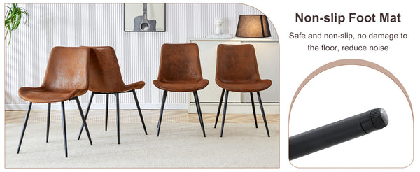 English Elm Expandable Dining Set with Four Cushioned Chairs Dual Tone Wood Grain Modern Style W1151S04696