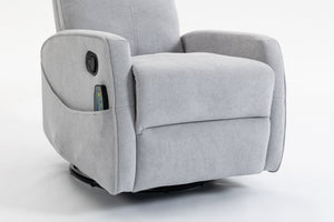 English Elm Short Plush Swivel Recliner Armchair with 360 Degree Rotation for Living Room Grey W547P437355