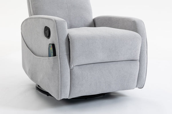 English Elm Short Plush Swivel Recliner Armchair with 360 Degree Rotation for Living Room Grey W547P437355