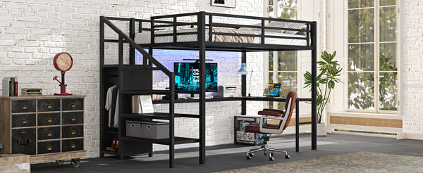 English Elm Full Size Pine Loft Bed House Frame with Slide Bookshelves and Moon Star Rails W1580S00286