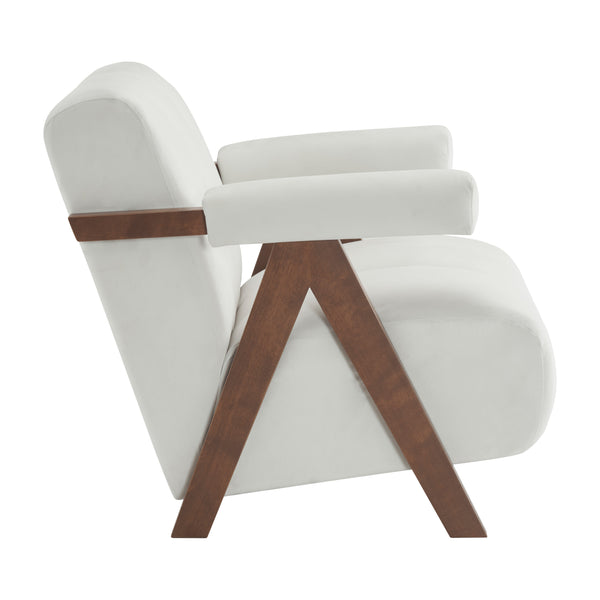 English Elm Christopher Knight Home® - Mid Century Modern Barrel Chair with Solid Wood Frame, Plush Tufted Velvet Ivory Seat, Cozy 28.5" Wide Lounge N765P197467W