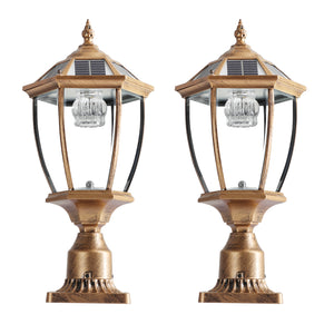 English Elm 20"(H) Golden Solar LED Outdoor Lantern – Vintage Glass Garden Pathway Light, Auto-Charging, Weatherproof Elegance W2312P374773