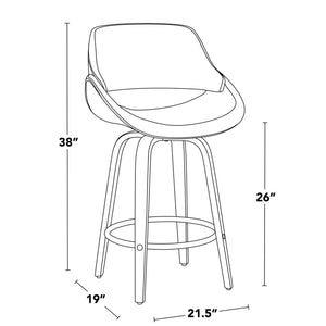 English Elm Fixed-height Swivel Counter Stools with Faux Leather Seats and Chrome Footrest Set of 2 B202S01824