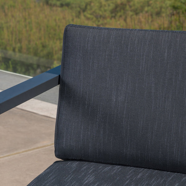 English Elm Christopher Knight Home® - NAVAN Dark Gray 3-Piece Outdoor Chat Set — Aluminum Frame, Compact 52.5"L x 31"W x 23.9"H Comfortable Seating 63056.00DGY