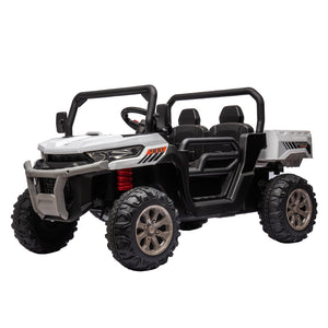 English Elm 24v Kids Ride on Dump Truck Two Seat Electric Utv with Tilting Bed and Remote Control White W1578P188522