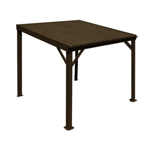 English Elm 8' 8 Ft Lean to Hardtop Pergola Wall Mounted Galvanized Steel Roof Outdoor Shelter W1859S00189