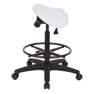 OSP Home Furnishings Backless Saddle Stool Ergonomic Pneumatic Height Adjustable Office Studio Task Seating Dillon Snow ST205-R101