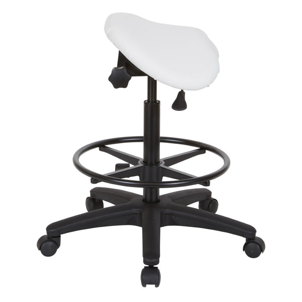 OSP Home Furnishings Backless Saddle Stool Ergonomic Pneumatic Height Adjustable Office Studio Task Seating Dillon Snow ST205-R101