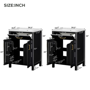English Elm Modern 48 Inch Freestanding Bathroom Vanity Dual Ceramic Sinks Soft Close Gold Handles Black N729P000008B