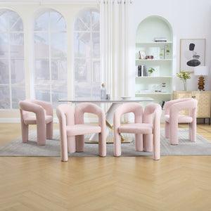 English Elm Contemporary Velvet Upholstered Barrel Accent Chair Set of 2 with Foam Seat, Steel Frame, Plush Upholstery Pink W395P224758