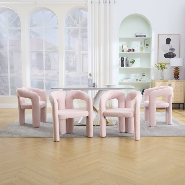 English Elm Contemporary Velvet Upholstered Barrel Accent Chair Set of 2 with Foam Seat, Steel Frame, Plush Upholstery Pink W395P224758