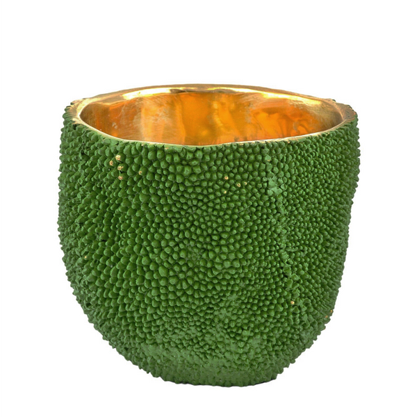 Jackfruit Decorative Vase Set of 3 – Unique Green Bronze Vessels with Gold Interior for Home Decor