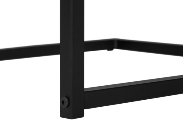 English Elm Accent Table, C-Shaped Side Table For Living Rooms & Bedrooms, Espresso Laminate With Black Metal Base B2710P219374