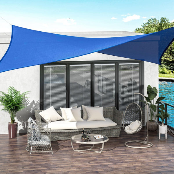 English Elm Outsunny 24' X 24' Uv-Blocking Sun Shade Sail Canopy For Patios, Decks, Gardens, And Pools, Blue W2225P174221-GIGA